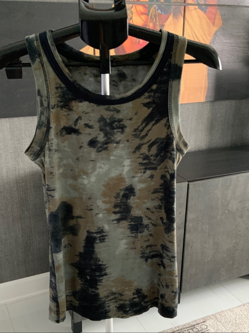 Marc Cain Sport Olive Green and Black Tie-Dye Tank Top M